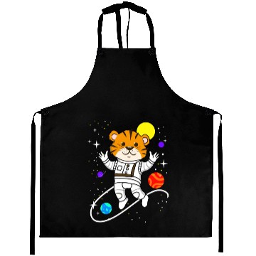 Discover Tiger in Space for Space Lover Aprons