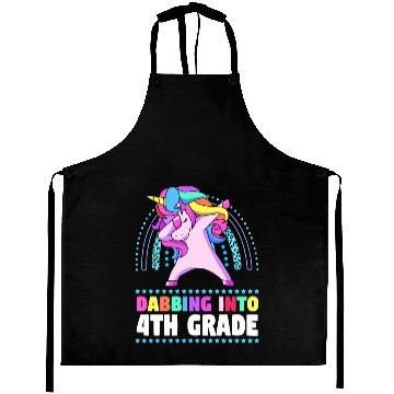 Discover Back To School Dabbing Unicorn Rainbow 4th Grade Aprons