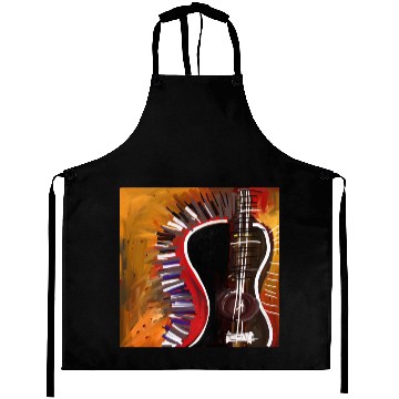 Discover abstract colorful guitar painting Aprons