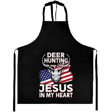Discover Buck Deer Hunting Hunter Jesus Aprons