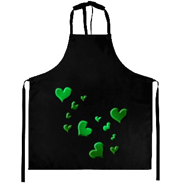 Discover Hearts pattern green icon glitter Aprons