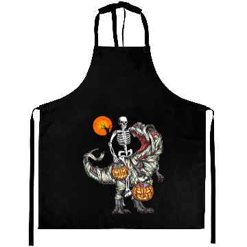 Discover Skeleton Riding Mummy Dinosaur Halloween Gifts Aprons