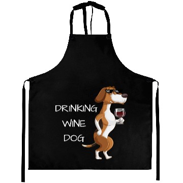 Discover Funny Dogue De Bordeaux Drinking Wine Dog Aprons