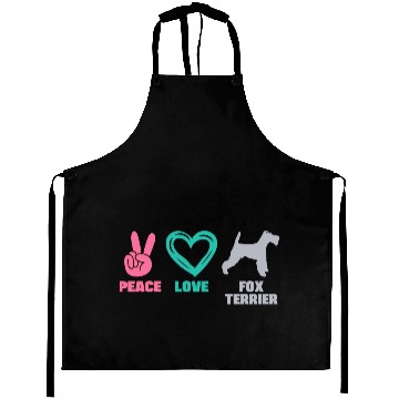 Discover Wire Fox Terrier Mom Peace Love Aprons