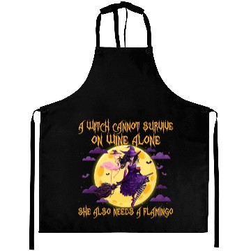 Discover Witch and Flamingo Halloween Aprons