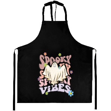 Discover Spooky Season Retro Wavy Halloween Ghost Aprons