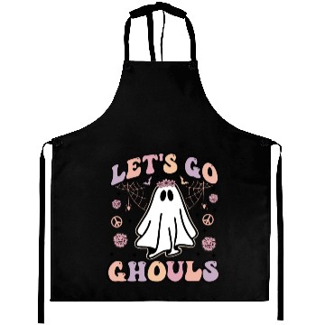 Discover Let's Go Ghouls Scary Retro Ghost Gift For Girls Aprons