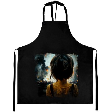 Discover Kid in war looking at explosion 2 AI painting Aprons