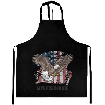 Discover Live Free or Die - Bald Eagle - Grunge American Fl Aprons