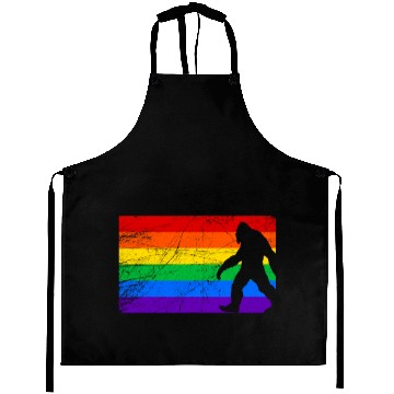 Discover LGBT Bigfoot Rainbow Flag Aprons