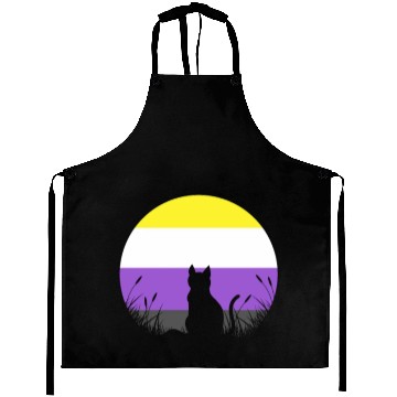 Discover Cat Moon LGBT Nonbinary Flag Aprons