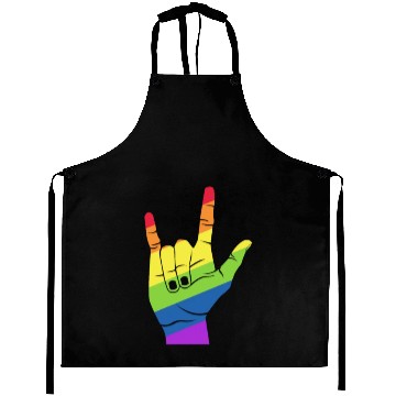 Discover Love Hand Symbol LGBT Rainbow Flag Aprons