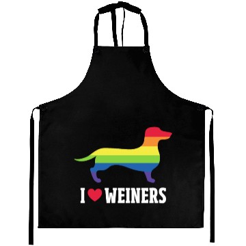 Discover I Love Weiners LGBT Rainbow Flag Aprons