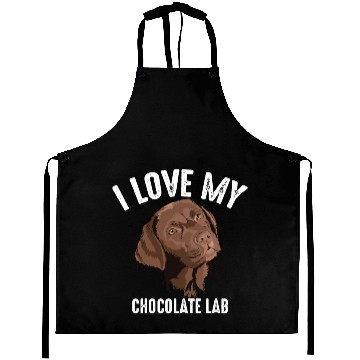 Discover Cool I Love My Chocolate Lab Funny Brown Labrador Aprons