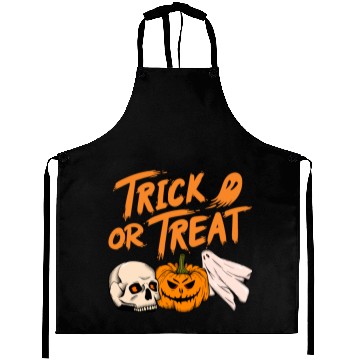 Discover Halloween scary pumpkin head, skull and ghost Aprons