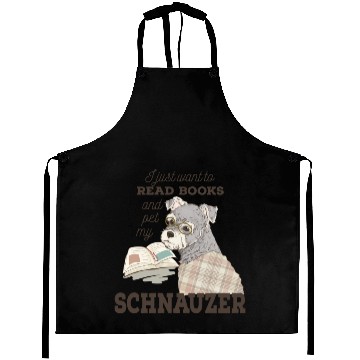 Discover Schnauzer Cartoon Book Lover Gift Aprons