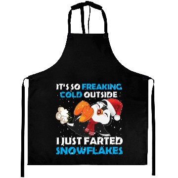 Discover I Just Farted Snowflakes Funny Penguin Christmas Aprons