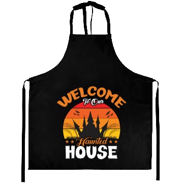 Discover Welcome To Our Haunted House Aprons