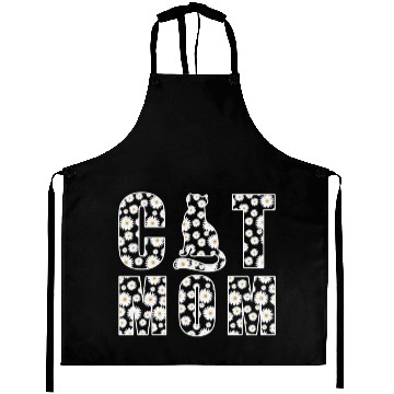 Discover Cat Mom Cute Flowers Gift for Cat Lover Aprons