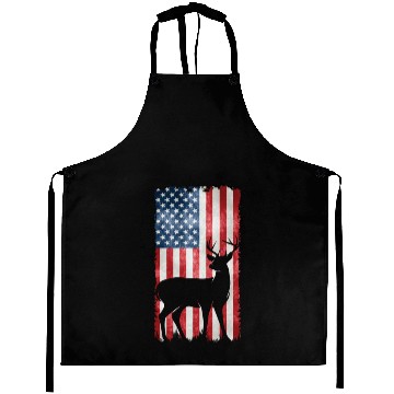 Discover Deer Hunting American Flag Aprons