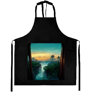 Discover Paradise island painting Aprons