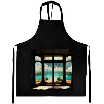 Discover Paradise island painting Aprons