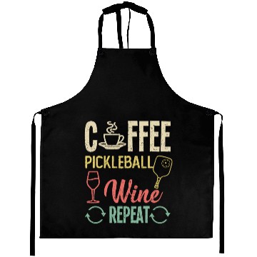 Discover Coffee Pickleball Wine Repeat Aprons