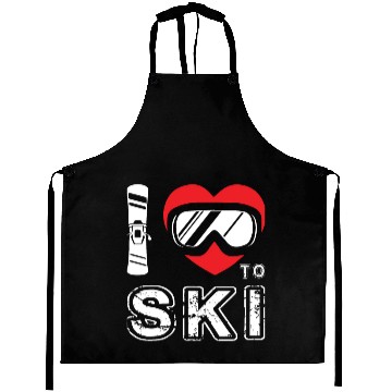 Discover I Love To Ski Winter Sport Snowboarding Skiing Aprons