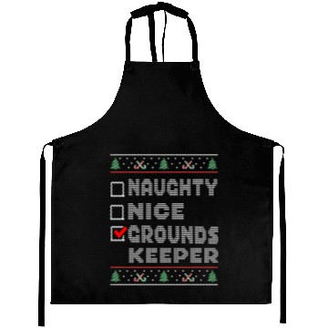 Discover Naughty Nice Groundskeeper, Matching Christmas Aprons