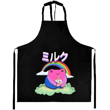 Discover Kawaii Frog Strawberry Milk Bisexual Pride Flag Aprons