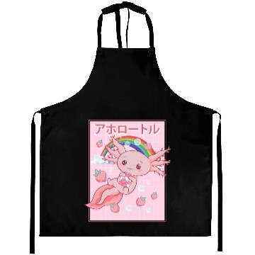 Discover Kawaii Axolotl Strawberry Milk Aprons