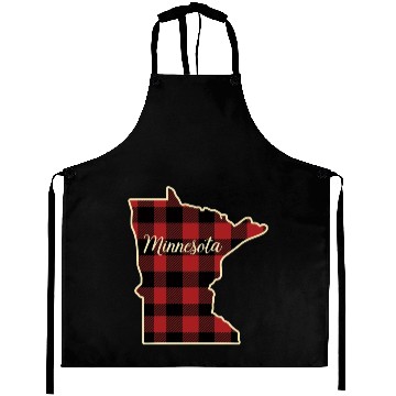 Discover Minnesota Buffalo Plaid Silhouette Home State Aprons