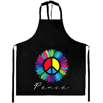 Discover Sunflower Peace Sign Rainbow LGBT Aprons