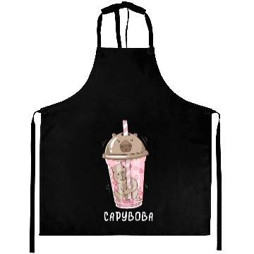Discover Funny Boba Tea Capybara Bubble Milk Tea Kawaii Aprons