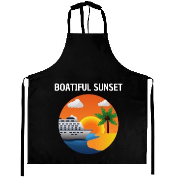 Discover Boatiful Sunset Cruise Vaction Ship Mardi Gras Aprons