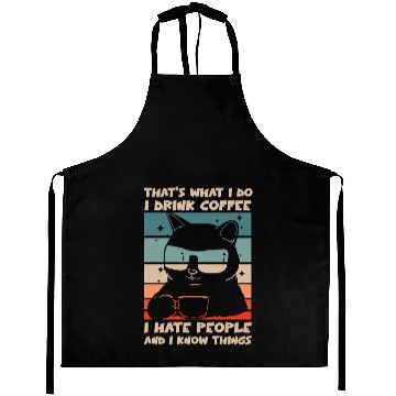 Discover Funny Cat I Drink Coffee I Hate People Aprons