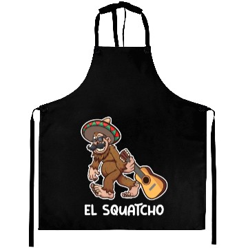 Discover El Squatcho Funny mexican guitar sasquatch Aprons