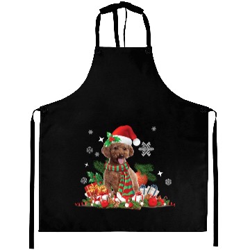 Discover Christmas themed brown Poodle dog Aprons