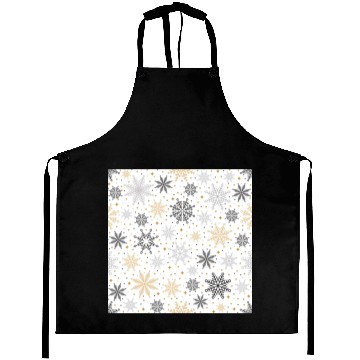 Discover Modern Snowflakes Pattern White Gold Aprons