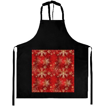 Discover Snowflakes Pattern Red Gold Aprons