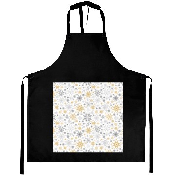 Discover Modern Snowflakes Pattern White Gold Aprons