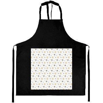 Discover Modern Snowflakes Pattern White Gold Aprons