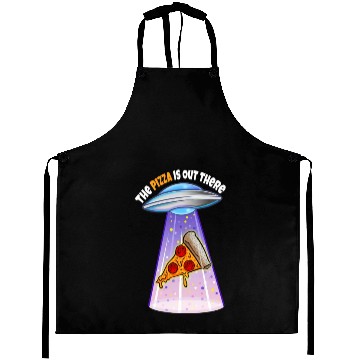 Discover Funny Pizza UFO Alien Abduction Aprons