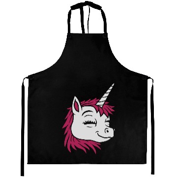 Discover Cartoon face happy unicorn Aprons