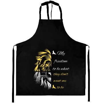 Discover Freedom Saying With Half Lion Face Aprons