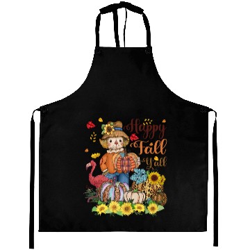 Discover Happy Fall Y'all Scarecrow Flamingo Pumpkins Aprons