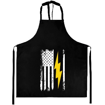 Discover Cool Lightning Bolt And Flag Electrician Aprons