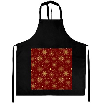 Discover Snowflakes Pattern Burgundy Gold Aprons