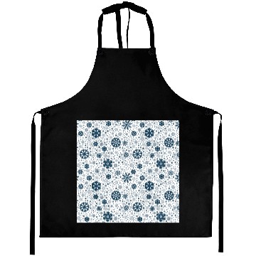 Discover Modern Snowflakes Pattern White Blue Aprons