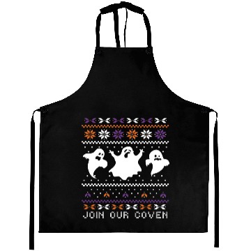 Discover Stitch Pattern Ghost Creatures Coven Halloween Aprons